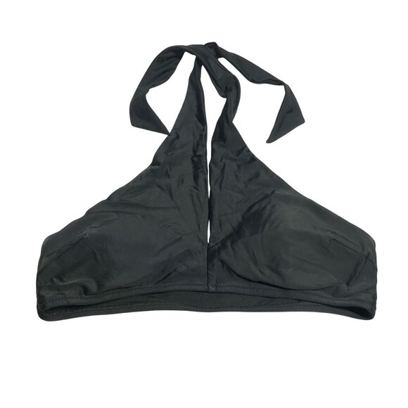 Aerie Swim Halter Bikini Top Keyhole Removable Cups Black M - Picture 1 of 3